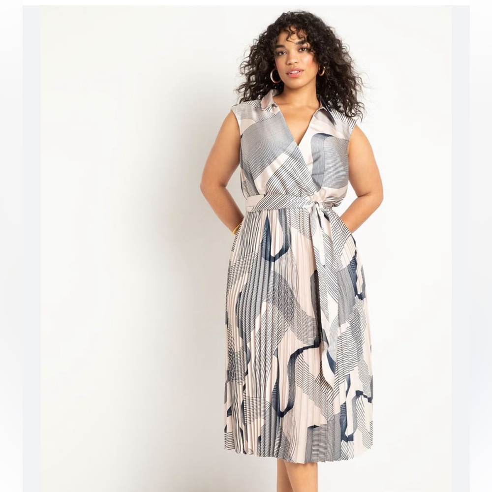 Eloquuii Elegant Abstract Patterned Dress. Size 18